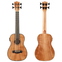 Cables Electric Ukulele Bass Guitar 30 Inch Full Sapele Wood Guitar Body Natural Color 4 String Mini UK Bass Guitar