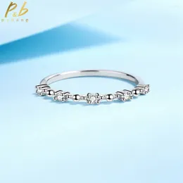 Кластерные кольца Pubang Fine Jewelry 925 Стерлинговое серебро Реальное Моссанитовое кольцо для женщин для женщин Взаимодействие годовщина свадебное подарок