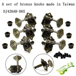 Guitar Taiwan Guitar String Tuning Pinns Tuners Machine Heads Classics Open Type Bronze Retro för Folk Acoustic Guitar