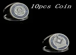 10 pezzi Mason Mason Masonic Lodge Simboli artigianali massonici token Silver Ploted Collecble Coin Regeli Creative2313648
