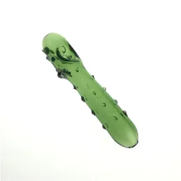 4.72 Inch Glass Smoking Pipe with Colorful Face Green Cucumber Style Thick Pyrex Colorful Glass Hand Pipes