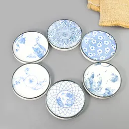 Bandejas de chá chinesas de porcelana azul e branca cerâmicas pintadas de koi geometria plum bandeja de flores de flor de bosgo