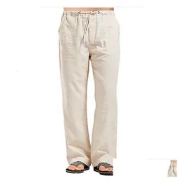 Pantaloni da uomo lino di cotone da uomo pellicola per jogger casual classici traspiranti 221202 Abbigliamento abiti da consegna a goccia dh7se