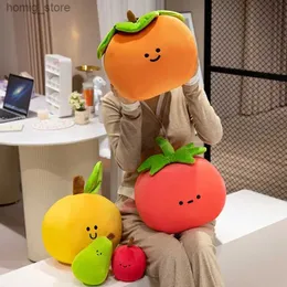 Plysch dockor tecknad frukt plysch leksak söt tomat äppelpäron orange persimmon fylld plysch soffa kudde sömn kudde tjej kreativ gåva y240415