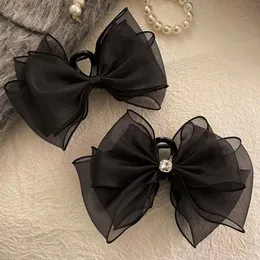 Princess 's Headwear Black Bow Claw Back Spoon Pan Shark Clip 2023 New High End Hair Accessories