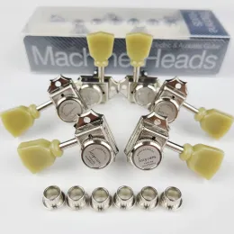 Gitarr 1 Set 3R3L Vintage Deluxe Locking Electric Guitar Machine Heads Tuners för LP SG Electric Guitar Nickel Silver Tuning Pinns