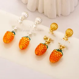 Enamel Glaze Heart-shaped Earrings, Classic Luxury Design TB Earrings, Fruit Charm Jewelry, Designer Beads, Suitable for Women's Daily Wear