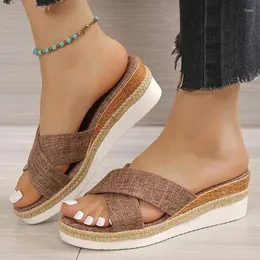 슬리퍼 Maogu Women Sandals 2024 Wedges Heels Summer Shoes Platform Elegant Woman Slip heeled 신발 샌들 리아 Mujer