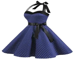 Summmer Summmer Newing Women Vintage Plord Polka Dot Retro Cocktail Prom Promply Dress Country Rock Bangage Dress7495932