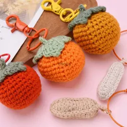 Keychains Lanyards Gute Dinge passieren der Schlüsselring Anhänger ewige Blume Persimmon Erdnussschlüsselkette kreativer gewebter Beutel Anhänger Keychains Handarbeit Geschenk