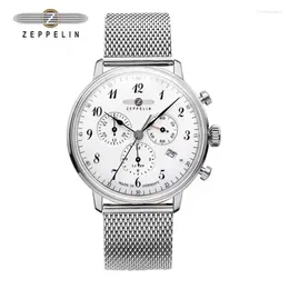 Нарученные часы Zeppelin Luxury Men's Watch German Chronograph Quartz Business Casual Nate Steel Stem Waterraph