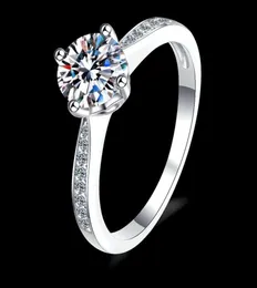 Luxo 925 prata excelente cutcolor passa diamante teste de diamante Mossanita Ring Rings Rings5183832