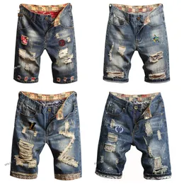 2024 men's shorts, jeans, designer ripped skinny jeans, casual nightclub blue, summer italian style jeans