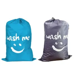 Smile Shape Nylon Tvättpåse Wash Me Travel Storage Pouch Machine Washable Dirty Clothes Organizer Wash DrawString Bag