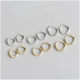 Stud Earrings Real 925 Sterling Sier 14K Gold Simple Hoop Piercing Elegant Jewelry For Woman Wholesale Items With Drop Delivery Dhrov