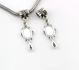 100pcslots Antique silver devil mirror Alloy Dangle Charm Beads Fit Charm Bracelet necklace DIY Accessories 10x37mm A588a3938437