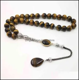 سحر أساور النمط رجل Tasbih Tiger عيون الحجر الطبيعي مسدس إسلام الإسلام 33 66 99 Beads أزياء الأساور 2xqs7818745