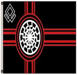 Astany Kreigsmarine Odal Rune Sonnenradflagge mit schwarzer Sonne 3x5ft Bannerflagge mit Messing -Teilen 6175819