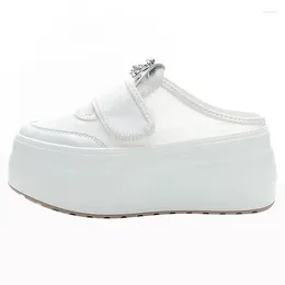 Casual Shoes 8cm Luftnät Rund tåplattform Kile ihåliga bekväma damer Kvinnor Sandaler tofflor Slides Summer Breatble Fashion