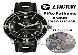 Orologi di fabbrica ZF 5015C113052B Cinquanta Fathoms 45mm in acciaio inossidabile Cal1315 Autoamtico Mens Watch Sapphire Bezel Black Dial Dial Canva6217441