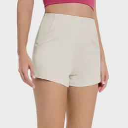 Roupas de ioga feminina L-23 Chaços de cintura alta Exercício de calças curtas Fitness Wear Girls Running Elastic Tight Sportswear com bolsos