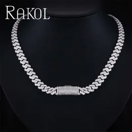 Rakol ZPN145 American Luxury Cuba Chain 10mm Moissanite S925 Silver Diamond Men Necklace Prezzo all'ingrosso Prezzo di alta qualità