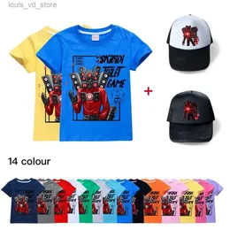 Clothing Sets Summer Kids Game Skibidi Toilet T-shirt Children Cartoon Anime T Shirt Toddler Baby Short Sleeves Tshirt Baseball Cap Hat T240415