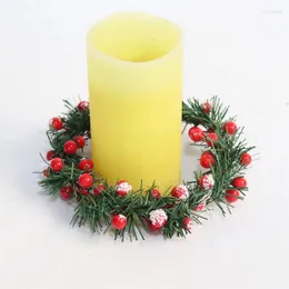 Decorative Flowers Christmas Ornaments Candle Holder Candlestick Wreath Centerpiece Artificial Red Berry Pine Needle Garland Year Xmas Decor