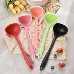 Spoons Translucent Silicone Soup Flexible Scoop Heat-Resistant Ladle Non-Stick Long Handle Round Kitchen Tool