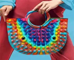 Silikonowa bąbelkowa Torebka Tinka Rainbow Monochromatyczna duża worka na puzzle Puzzle Tiedyed Rainbow Solid Kolor Torebka Dzieci 039S Bag 1018731