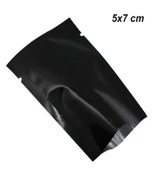 5x7 cm 200st Black Open Top Aluminium Foil Packaging Bag Mylar Folie Vakuum Värmtätning Prov Packing Pouches Food Grad GRADE TEACHE2795152