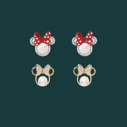 Stud Bow süße Ohrringe ganze Perle Mauskristalle Cartoon Schmuck für Frauen 2021 Trend Anime Charme Hochzeitszubehör269m
