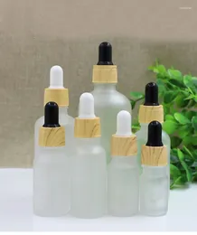 저장 병 50ml Clear/Brown/Blue/Green Glass Dropper 병 나무 모양 에센셜 오일 액체 눈 혈청 수분 피부 관리 포장