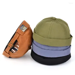 Berets 2024 Vintage Docker Cap Brimless Hat Skullcap Retro Cotton Adjustable Soild Color Summer Autumn Spring Hip Hop Fashion Beret