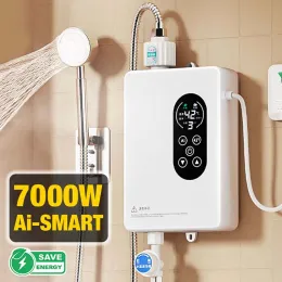 Värmare 5500/7000W Instant vattenvärmare 220V SMART ELEKTRISKA Dusch Tankless Instant vattenvärmare Termostat för badrumskök