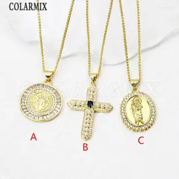 Correntes 10 peças Medalha Religion Medal Pingnd Colar Cross Juses Classic Gold Bated Metal Jewelry Gift 52931