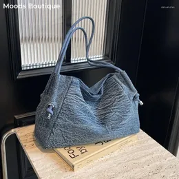 Hobo Washed Denim Fabric Shoulder Bags For Women Retro Large Capacity Shopper Tote Bag 2024 Summer Latest Trends Handbags Female