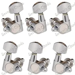 Cables A Set Chrome Small Square Buttons Sealed Gear String Tuning Pegs Tuners Machine Heads for Guitar