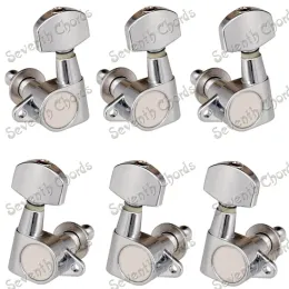 Cabos Um conjunto de botões quadrados pequenos Chrome Seled String String Tuning Pegs Tuners Machine Heads para guitarra