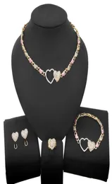 Double Love Hug and Kiss Xoxo Necklace Similar Jewelry Set Fashion Filled Gold Rose Little Girl Kid Child Jewellery Sets X01797980114
