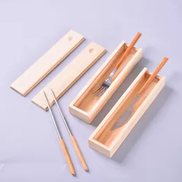 Bottiglie di stoccaggio 100 pezzi/lotto tappeto in legno set di forchette per coltello set non colpi di viaggio da viaggio portatile