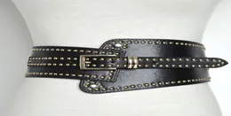 أحزمة Women Weist Belt Seal Fashion Black for Luxury Designer Brand Rivet Pin Post Buckle Wide1332560