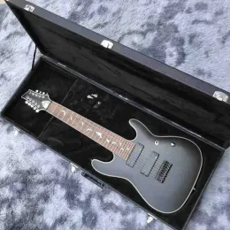 Kabel benutzerdefinierte Grand 9 Saiten DP Damien Plati E -Gitarre in schwarzer Satinfarbe mit Rechteck Hardcase