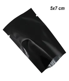 5x7 cm 200pcs Black Packaging in alluminio aperto nero in alluminio Mylar Foil Vacum Sigillo Sigille di imballaggio per imballaggio di imballaggio alimentare Notche7939148