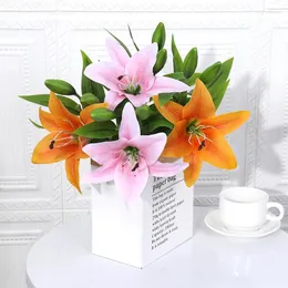 Dekorative Blumen 3D -Druck Lilie künstlich für Dekoration Weihnachtsschlafzimmer Geburtstag Hochzeitsfeier Home Decor Interior DIY