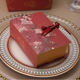 Brocada de presente 5pcs Box Packaging Book Shape Candy para festa de casamento Favor de aniversário Decoração de Natal Papel de flores de rosas