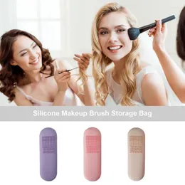 Bolsas de armazenamento Silicone Makeup Brush Case Bolsa Viagem Zipper Clear Beauty Organizer Purse portátil Silicone Arméro Cosmético Cosmético