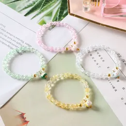 Pulseira colorida de pipoca de cristal com miçangas, coração doce e fresco, gato sortudo, peça de mão de pulseira de círculo único