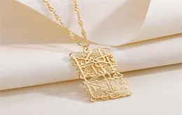 Caligrafia em árabe para mulheres Jóias de jóias Colares de nome personalizado de aço inoxidável ouro islâmico Pingente Gift 21111014291142298245