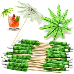 Party Supplies 30Pcs Tropical Palm Tree Paper Umbrella Cocktail Fruit Toothpicks Cupcake Toppers Hawaiian Birthday Wedding Decorations